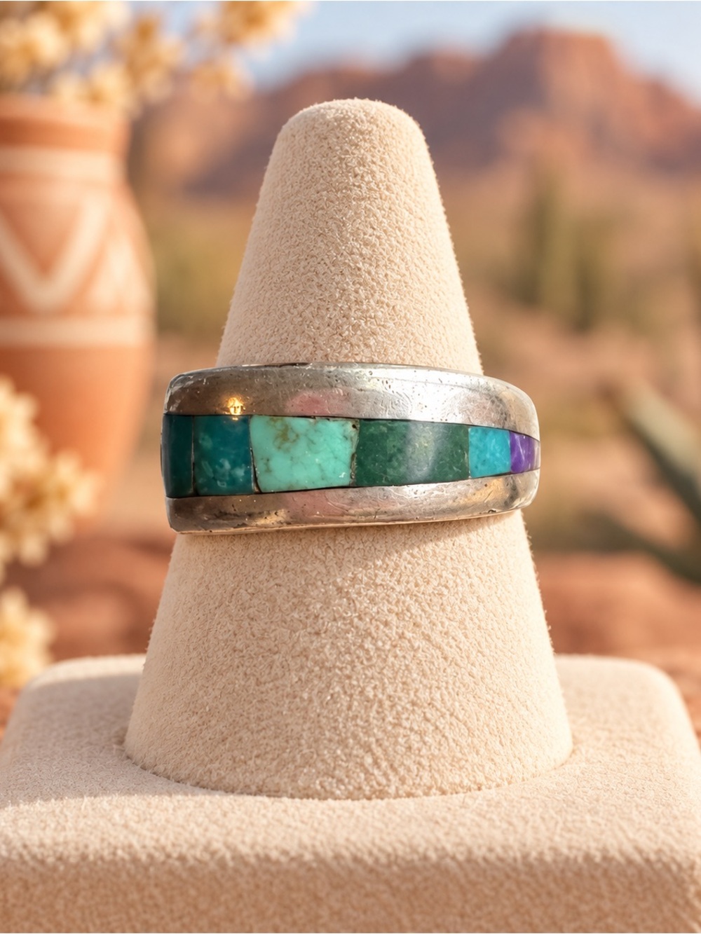 Signed ZUNI size 6 Inlay Sterling Silver Ring 🩵